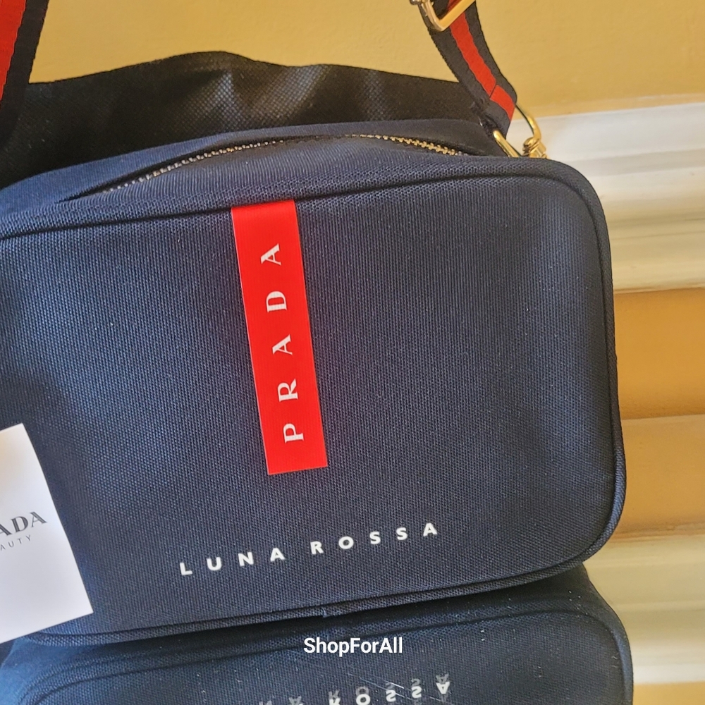 Prada Luna Rossa Black & Red pouch Travel bag Toiletry Dopp Kit Shavin… - Picture 14 of 16